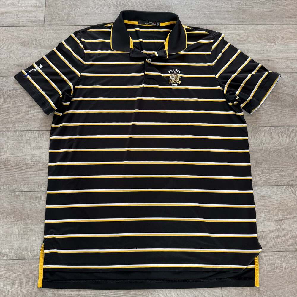 RLX Ralph Lauren Golf Polo Mens L Black Yellow